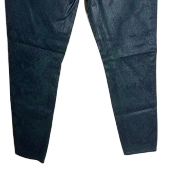 7 For All Mankind High-Waist Ankle Skinny Coated Green Python jeans SZ 28 NWOT - Picture 12 of 14